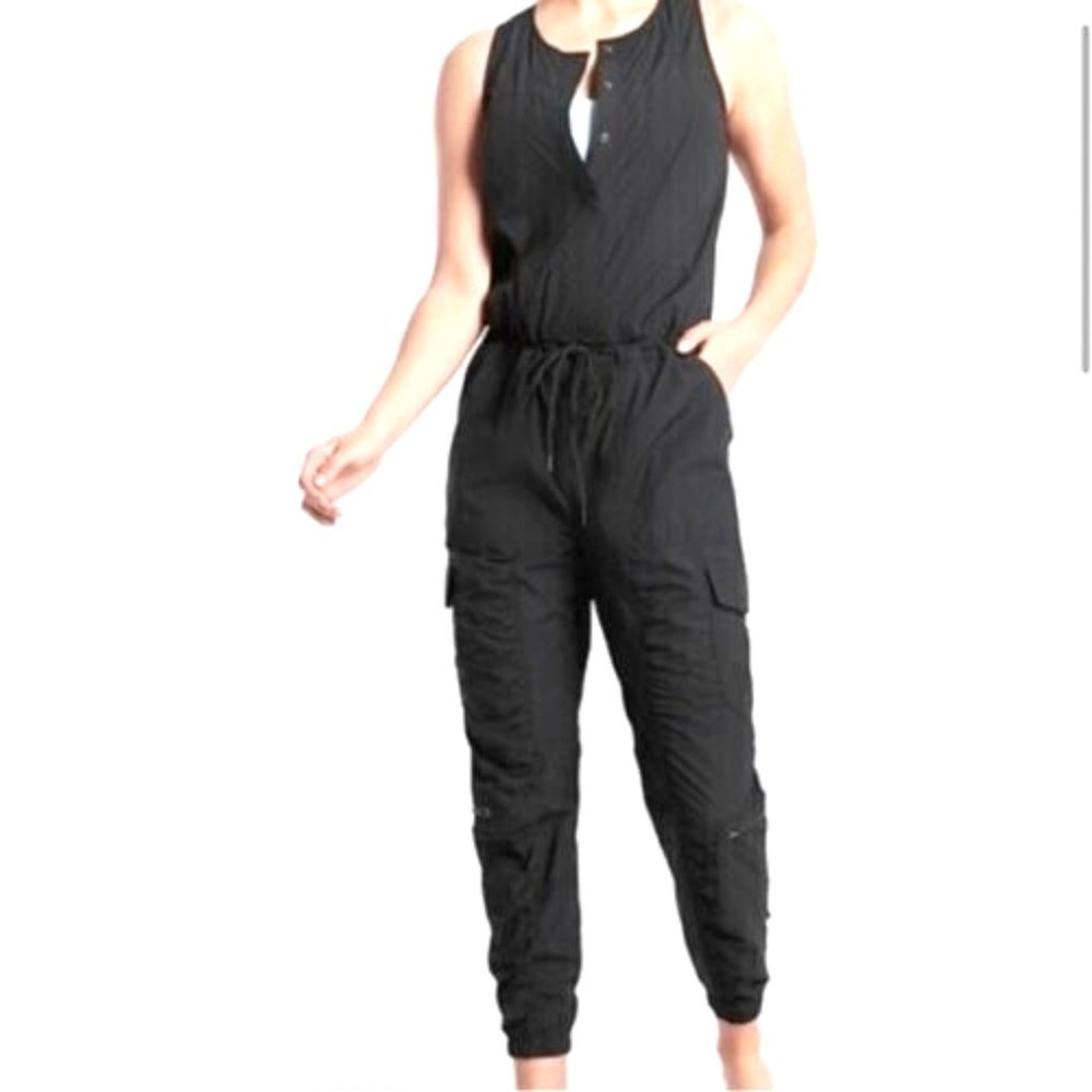 ATHLETA Canopy Parachute Romper, NWT, Sz 4, Black, Packable, Wrinkle Resistant